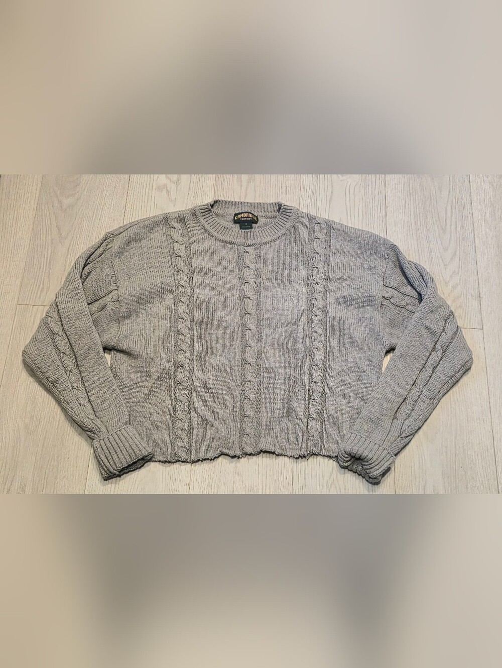 Cable Knit Crewneck Sweater - Gray